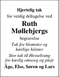 Taksigelsen for Ruth
Møllebjerg - Nørager