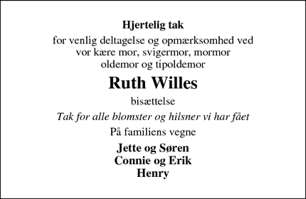 Taksigelsen for Ruth Wille - Aabenraa