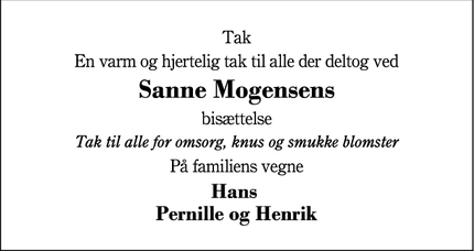 Taksigelsen for Sanne Mogensens - Barde