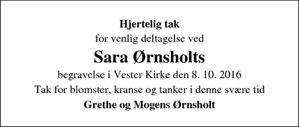 Taksigelsen for Sara Ørnsholts - Give