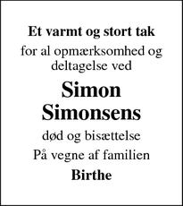 Taksigelsen for Simon Simonsen - Rødding