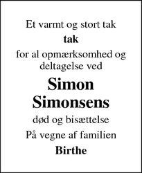 Taksigelsen for Simon Simonsen - Rødding