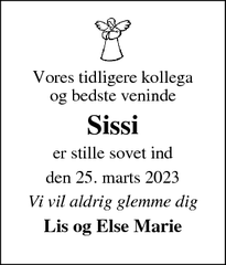Dødsannoncen for Sissi - Vejen
