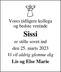 Dødsannoncen for Sissi - Vejen