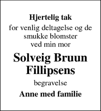 Taksigelsen for Solveig Bruun Fillipsens - Odense 