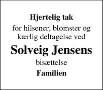 Taksigelsen for Solveig Jensens  - Sønderborg