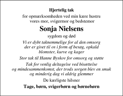 Taksigelsen for Sonja Nielsen - Lem St