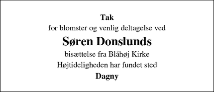 Taksigelsen for Søren Donslunds - Sorø