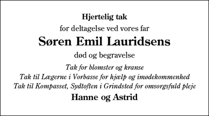Taksigelsen for Søren Emil Lauridsen - Hejnsvig