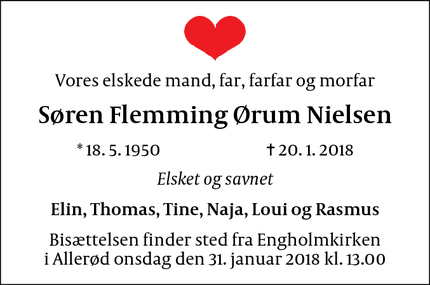 Dødsannoncen for Søren Flemming Ørum Nielsen - Allerød