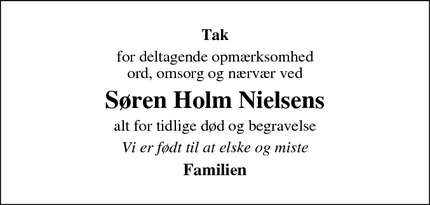 Taksigelsen for Søren Holm Nielsens - Tarm