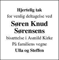 Taksigelsen for Søren Knud Sørensens - Viborg