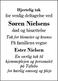 Taksigelsen for Søren Nielsens - Herning