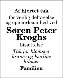Taksigelsen for Søren Peter
Kroghs - Aalborg