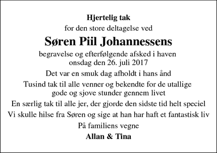 Taksigelsen for Søren Piil Johannessens - Birkerød