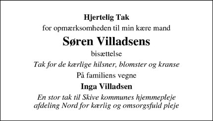 Taksigelsen for Søren Villadsen - Højslev
