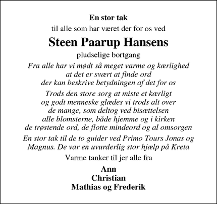 Taksigelsen for Steen Paarup Hansen - Esbjerg