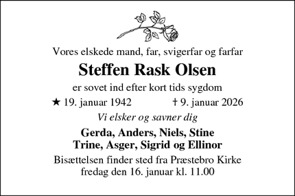 Dødsannoncen for Steffen Rask Olsen - Copenhagen