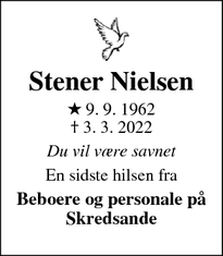 Dødsannoncen for Stener Nielsen - Holstebro