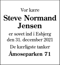 Dødsannoncen for Steve Normand
Jensen - Esbjerg