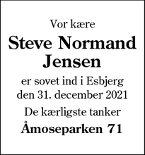 Dødsannoncen for Steve Normand
Jensen - Esbjerg