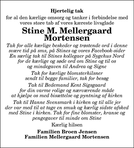 Taksigelsen for Stine M. Mellergaard
Mortensen - Dronninglund