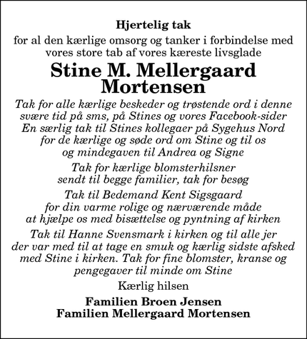 Taksigelsen for Stine M. Mellergaard
Mortensen - Dronninglund