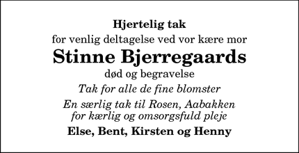 Taksigelsen for Stinne Bjerregaards - Hurup