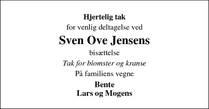 Taksigelsen for Sven Ove Jensens - Hjertebjerg