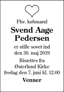 Dødsannoncen for Svend Aage Pedersen - Varde