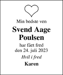 Dødsannoncen for Svend Aage Poulsen - Lyby