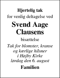 Taksigelsen for Svend Aage
Clausens - odense højby