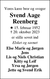 Dødsannoncen for Svend Aage
Reenberg - Lemvig