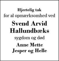 Taksigelsen for Svend Arvid
Hallundbæks - Herning