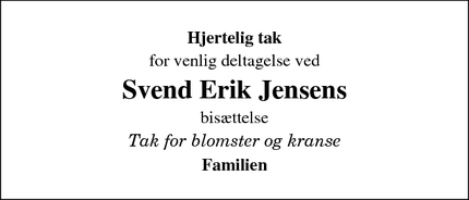 Taksigelsen for Svend Erik Jensens - Videbæk