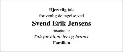 Taksigelsen for Svend Erik Jensens - Videbæk