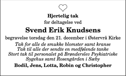 Taksigelsen for Svend Erik Knudsens - Skurup