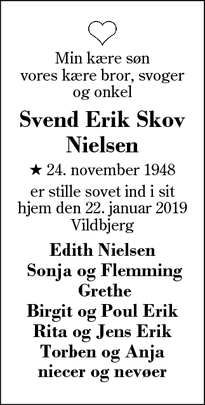 Dødsannoncen for Svend Erik Skov Nielsen - Vildbjerg