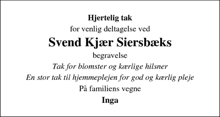 Taksigelsen for Svend Kjær Siersbæk - Silkeborg