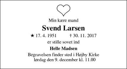 Dødsannoncen for Svend Larsen - Odense
