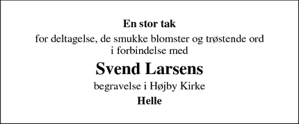 Taksigelsen for Svend Larsens - Odense