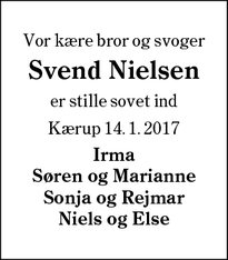 Dødsannoncen for Svend Nielsen - Varde