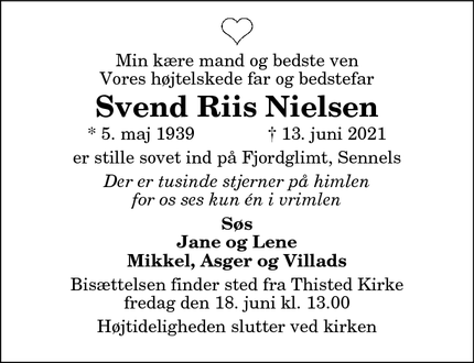 Dødsannoncen for Svend Riis Nielsen - Thisted