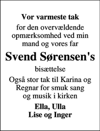 Taksigelsen for Svend Sørensen's - Grindsted