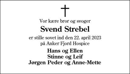 Dødsannoncen for Svend Strebel - Ølgod