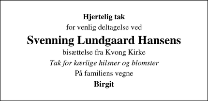 Taksigelsen for Svenning Lundgaard Hansen - Sønderborg