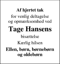 Taksigelsen for Tage Hansen - Sønderborg