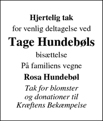 Taksigelsen for Tage Hundebøls - toftlund