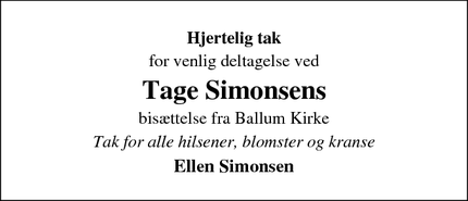Taksigelsen for Tage Simonsen - Bredebro