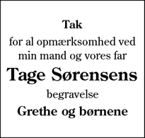 Taksigelsen for Tage Sørensens - Varde